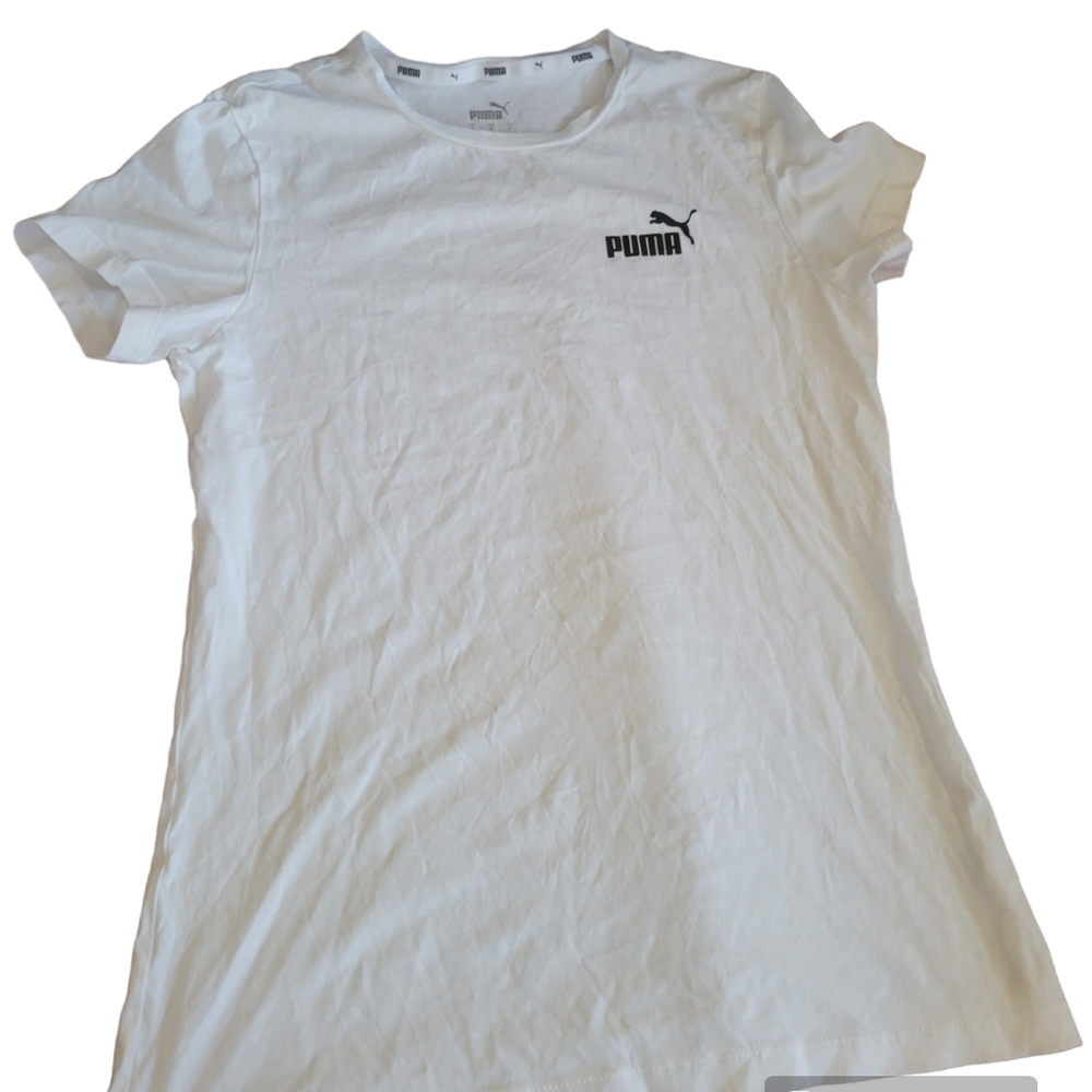 Puma Women's  Small Logo White  Tee,pre-owned with love,size Small